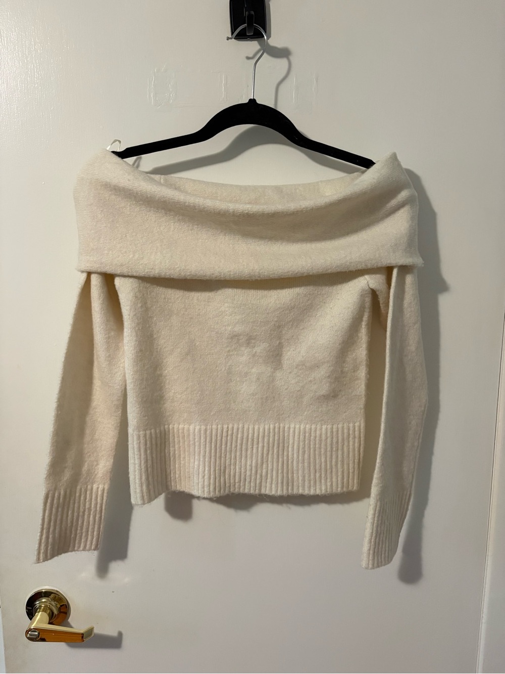 Dynamite Off-the-Shoulder Cream Women's Sweater